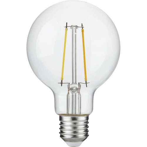 Ampoule LED filament E27 2,5W dimmable - G80, 250lm, 2500K, verre clair