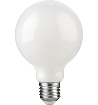 Ampoule LED globe E27 4,7W dimmable - G80, verre opale, 2500K, filament