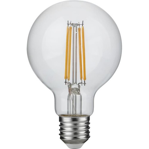 Ampoule LED globe E27 4,7W dimmable - G80, filament, 2500K, 470lm, verre clair