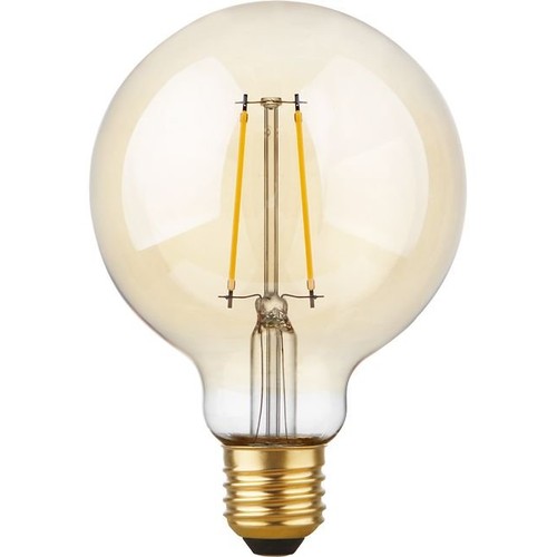 Ampoule LED globe E27 2,9W dimmable - G95, filament, 2200K, verre doré