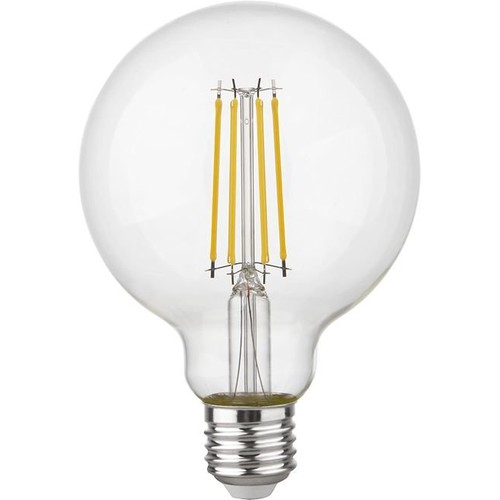 Ampoule LED globe E27 4,7W dimmable - G95, filament, 2500K, 470lm, verre clair