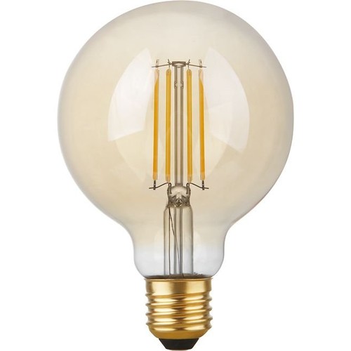 Ampoule LED globe E27 4,7W dimmable - G95, filament, 2200K, verre doré