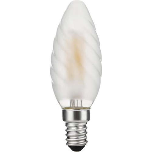 Ampoule LED E14 4W dimmable - Flamme torsadée, 320lm, 2500K, verre dépoli, filament torsadé