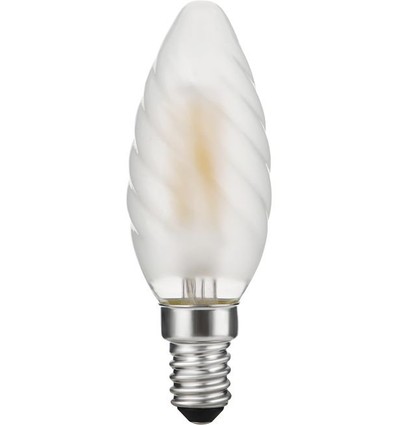 Ampoule LED E14 4W dimmable - Flamme torsadée, 320lm, 2500K, verre dépoli, filament torsadé