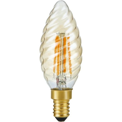 Ampoule LED E14 4W dimmable flamme torsadée - C35, 2200K, verre doré, 250lm