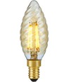 Ampoule LED E14 4W dimmable flamme torsadée - C35, 2200K, verre doré, 250lm