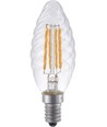 Ampoule LED E14 4W dimmable - Flamme torsadée, 350lm, 2200K, verre clair