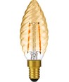 Ampoule LED E14 2W dimmable - Flamme torsadée, 2000K, Dorée, filament