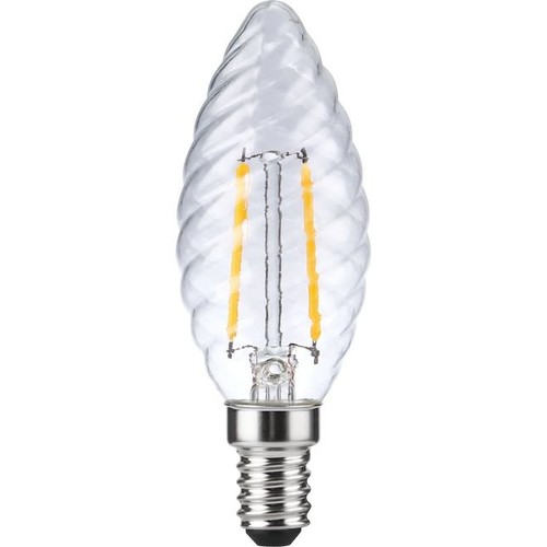 Ampoule LED E14 2W dimmable - Flamme torsadée, filament, 2200K, verre clair
