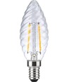 Ampoule LED E14 2W dimmable - Flamme torsadée, filament, 2200K, verre clair