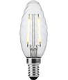Ampoule LED E14 2W dimmable - Flamme torsadée, filament, 2200K, verre clair