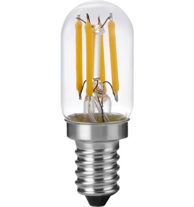 Ampoule LED E12 2,5W dimmable - 6cm, filament, verre clair, 2500K