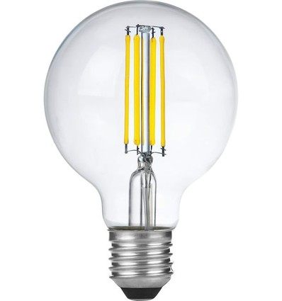 Ampoule LED filament E27 6W dimmable - G80, 550lm, 2500K, verre clair