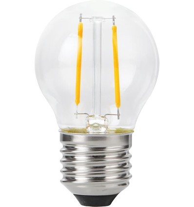 Ampoule LED E27 2W dimmable - G45, filament, 2200K, verre clair