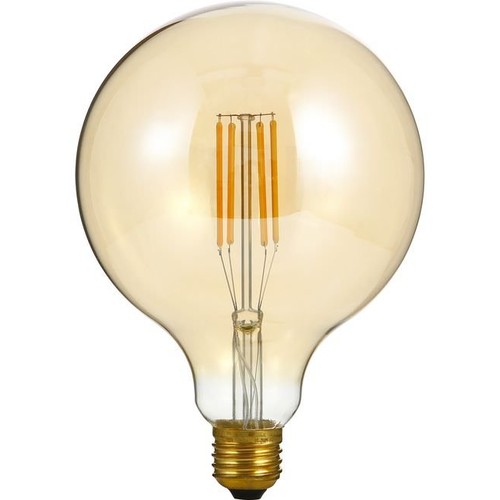 Ampoule LED globe E27 7W dimmable - G125, filament, 2200K, verre doré, 570lm