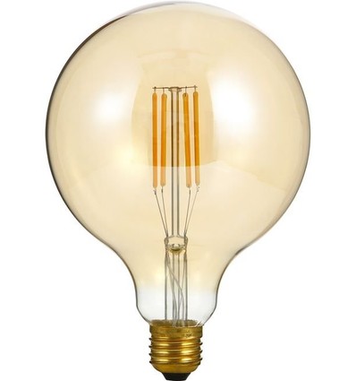 Ampoule LED globe E27 7W dimmable - G125, filament, 2200K, verre doré, 570lm