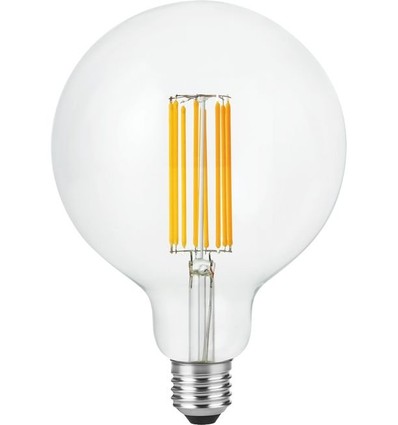Ampoule LED globe E27 7W dimmable - G125, filament, 2200K, 600lm, verre clair
