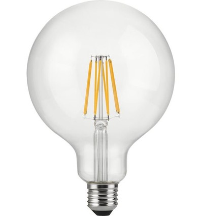 Ampoule LED globe E27 12W dimmable - G125, filament, 1250lm, 2500K, verre clair