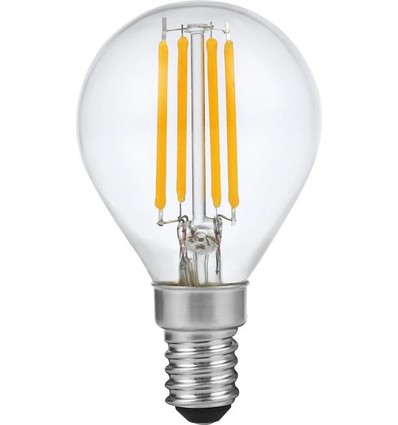 Ampoule LED E14 4W dimmable - G45, filament, 2500K, verre clair