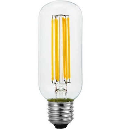 Ampoule LED filament E27 6,5W dimmable - Tube 13cm, 2500K, verre clair, 600lm