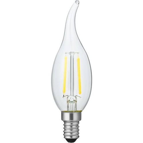 Ampoule LED E14 1,5W flamme coup de vent - C35, 140lm, 2200K, verre clair, filament, dimmable