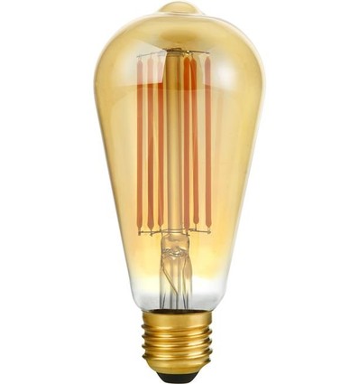 Ampoule LED filament E27 6,5W dimmable - ST64 Rustika, 2200K, verre doré, 550lm
