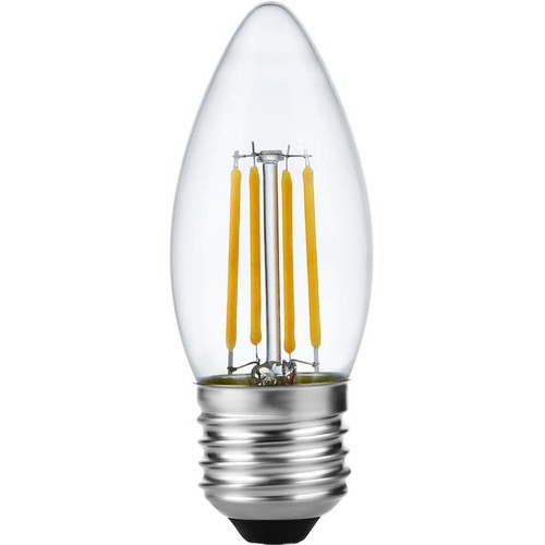 Ampoule LED flamme E27 4W dimmable - C35, filament, 2500K, verre clair