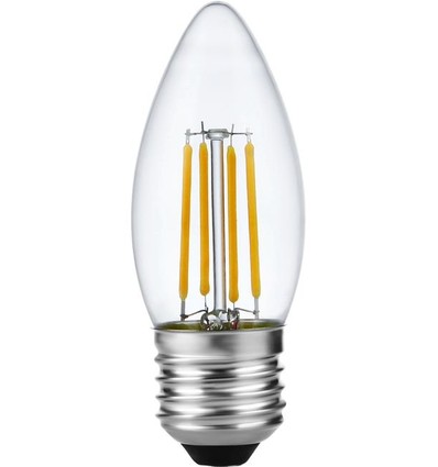 Ampoule LED flamme E27 4W dimmable - C35, filament, 2500K, verre clair