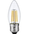 Ampoule LED flamme E27 4W dimmable - C35, filament, 2500K, verre clair
