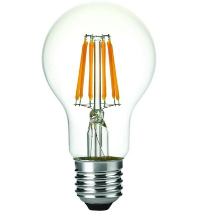Ampoule LED E27 6,5W dimmable - Filament, A60, 630lm, 2500K, verre clair