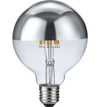 Ampoule LED E27 6,5W dimmable - G95, calotte argentée, 2500K