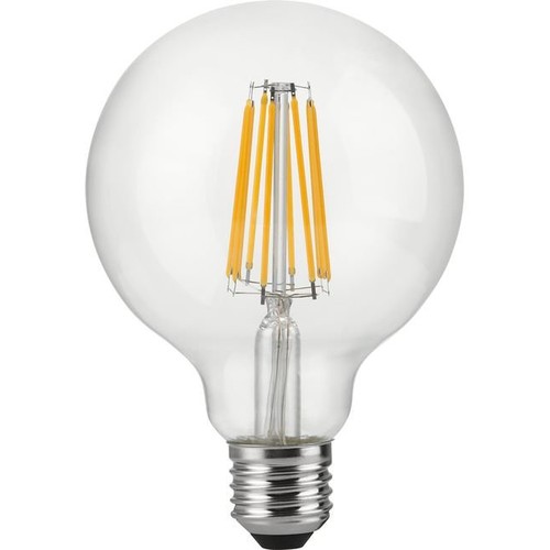 Ampoule LED globe E27 10W dimmable - G95, filament, 1055lm, 2500K, verre clair