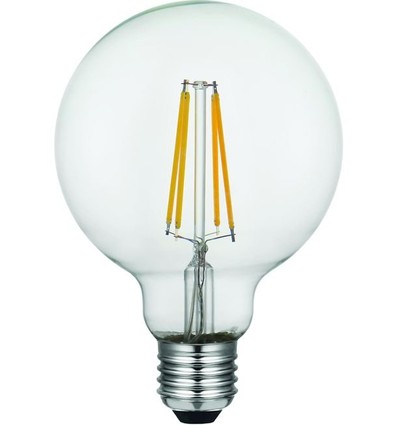 Ampoule LED globe E27 8W dimmable - G95, filament, 2500K, verre clair, 740lm