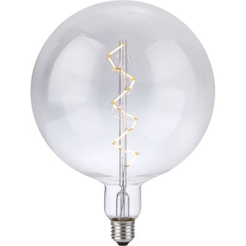 Ampoule LED E27 6W XXL Globe G200, filament spirale, 580lm, dimmable, verre clair