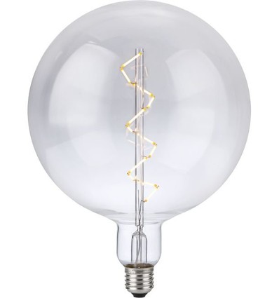 Ampoule LED E27 6W XXL Globe G200, filament spirale, 580lm, dimmable, verre clair