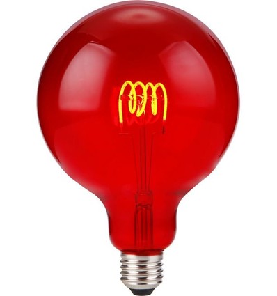 Ampoule LED filament E27 4W dimmable - G125, Flex Globe, Rouge, 60lm