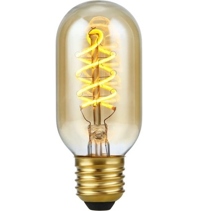Ampoule LED E27 5W dimmable - Filament Flex DH Tube, 2000K, verre doré, 300lm