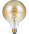 Ampoule LED filament E27 5W dimmable - G125, Double Helix, 300lm, 2000K, verre doré