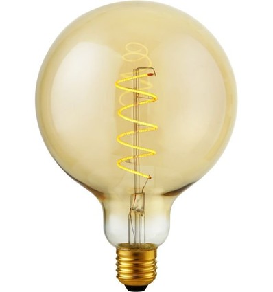 Ampoule LED filament E27 4W dimmable - G125 Flex Globe, 200lm, 2000K, verre doré