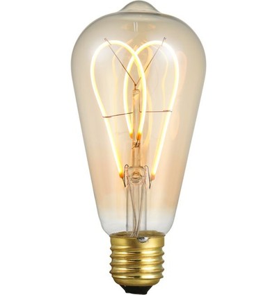 Ampoule LED E27 5W dimmable - ST64 Rustika, Flex Double Loop, 2000K, verre doré