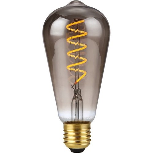 Ampoule LED filament E27 4W dimmable - ST64 Rustika, 2200K, verre fumé, filament flexible