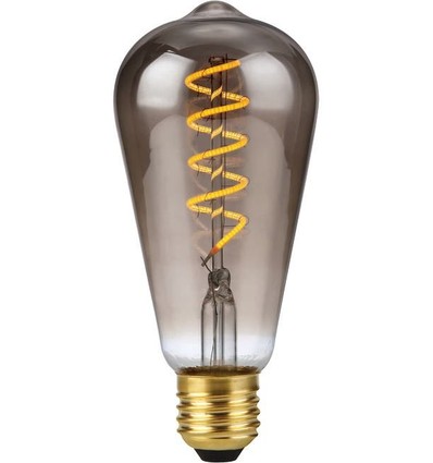 Ampoule LED filament E27 4W dimmable - ST64 Rustika, 2200K, verre fumé, filament flexible