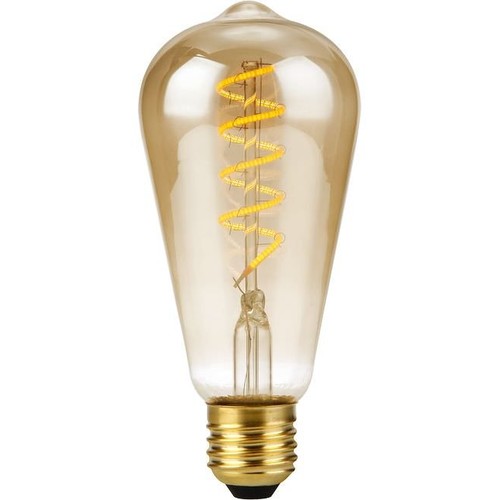 Ampoule LED E27 4W dimmable - ST64 Rustika, filament flexible, 200lm, verre doré, 2000K