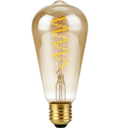 Ampoule LED E27 4W dimmable - ST64 Rustika, filament flexible, 200lm, verre doré, 2000K