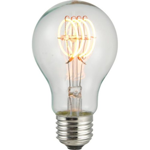 Ampoule LED filament E27 4W dimmable - A60, Filament flexible, 2200K, 210lm, verre clair
