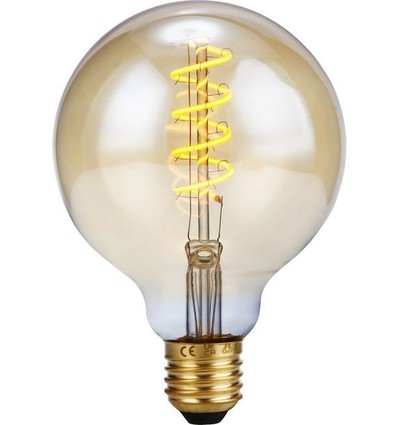 Ampoule LED filament E27 4W dimmable - G95, Flex Globe, 200lm, 2000K, verre doré