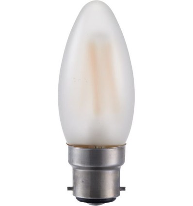 Ampoule LED flamme BA22d 4W - C35, 380lm, dimmable, verre dépoli, 2500K