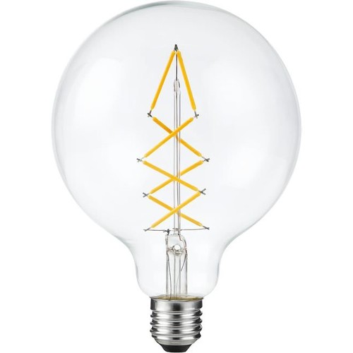 Ampoule LED globe E27 6,5W dimmable - G125, 500lm, 2200K, filament, verre clair