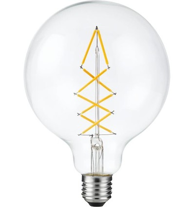 Ampoule LED globe E27 6,5W dimmable - G125, 500lm, 2200K, filament, verre clair