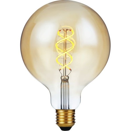 Ampoule LED E27 5W dimmable 3 niveaux - G125, Filament Flex, 2200K, verre doré